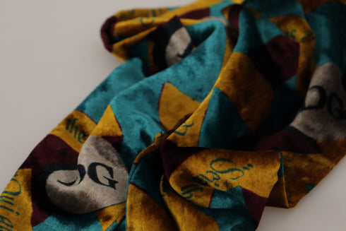Dolce & Gabbana Multicolor DG Logo Print Shawl Wrap Fringe Scarf